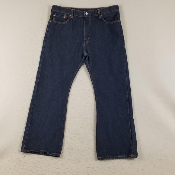 Levis 517 Jeans Mens 40x29 Blue Dark Wash Bootcut 100% Cotton Zip Fly Denim - Picture 1 of 15